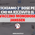 Richiamo seconda dose di vaccino per i vaccinati monodose Johnson & Johnson: ecco come fare!