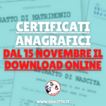 Certificati anagrafici: dal 15 novembre liberamente scaricabili online!