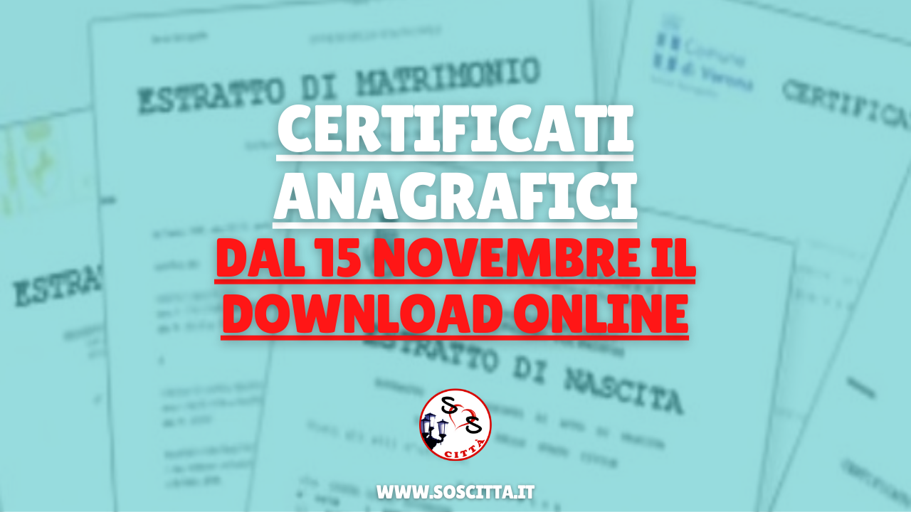 Certificati anagrafici: dal 15 novembre liberamente scaricabili online!